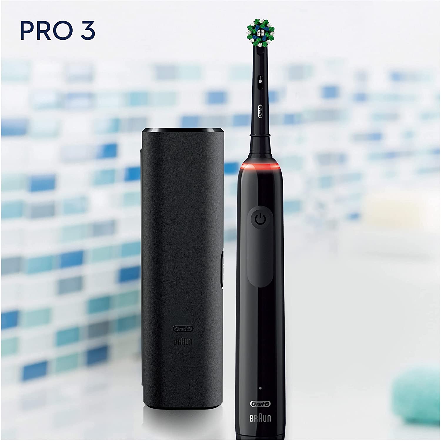 Geweldig deuropening Voorbijgaand Oral-B Pro 3500 Cross Action Black Electric Toothbrush With Travel Case  Designed by Braun - Green Dental